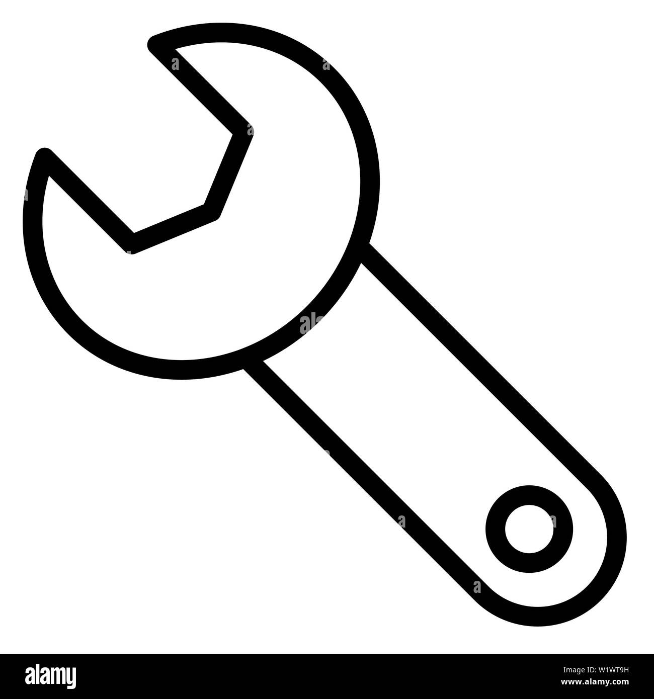 Wrench Icon, Vector Illustration,User Interface Outline Stock Photo