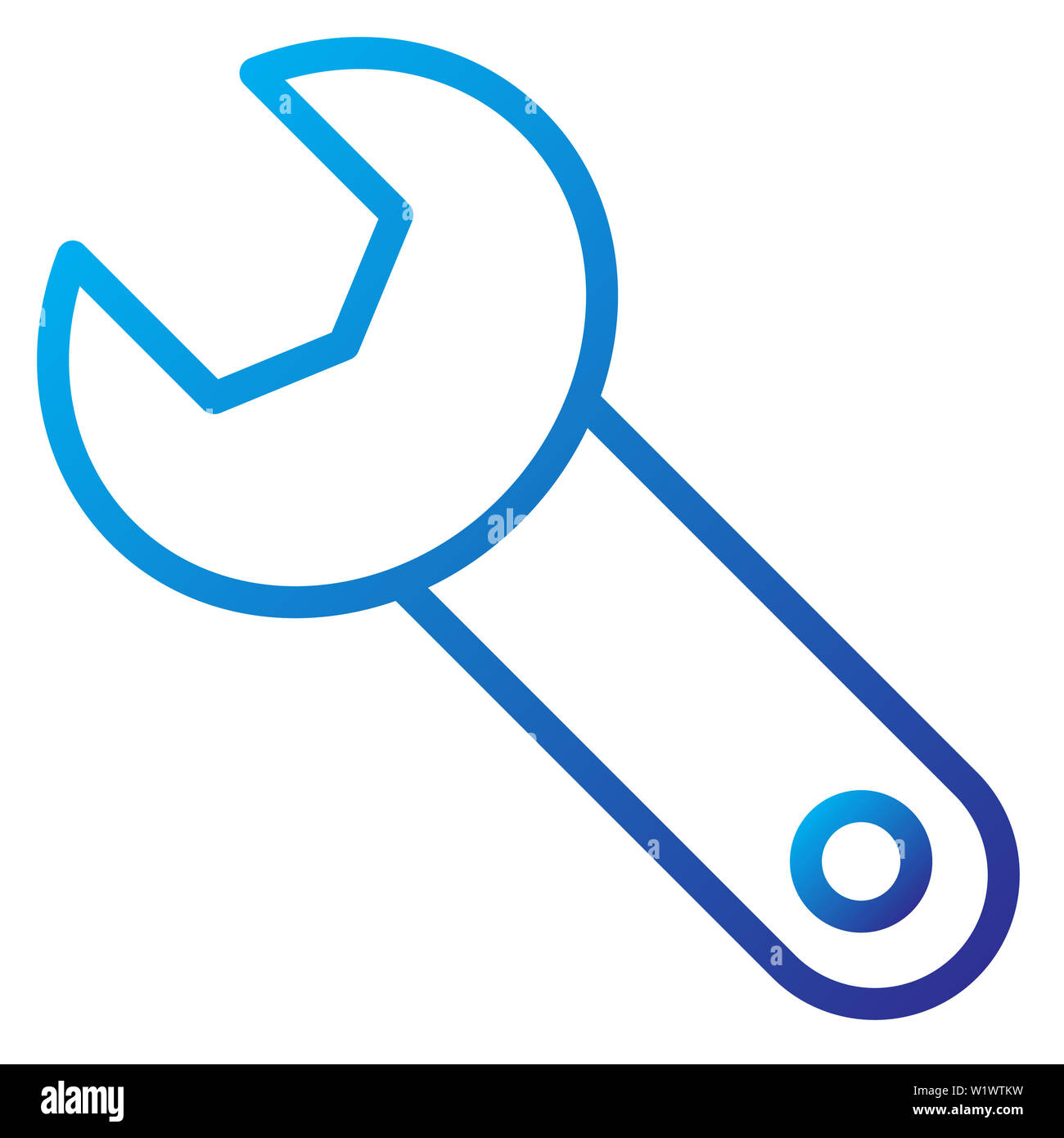 Wrench Icon, Vector Illustration,User Interface Colour Outline Stock Photo