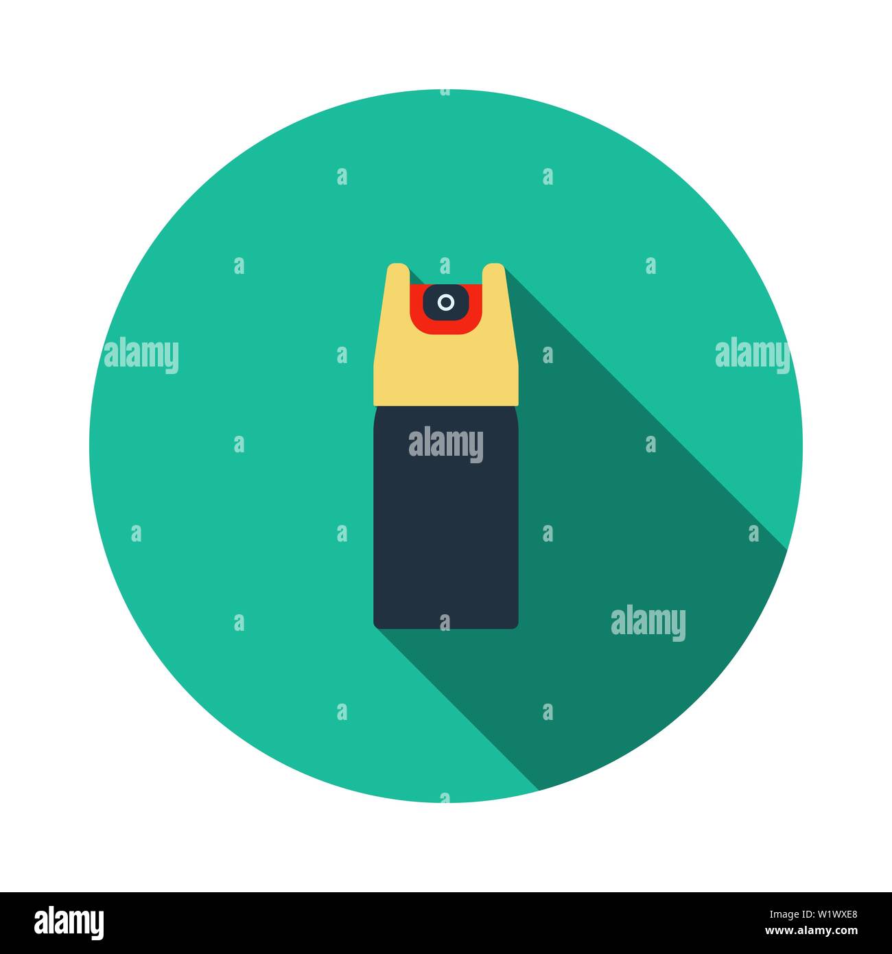 Pepper Spray Icon. Flat Circle Stencil Design With Long Shadow. Vector