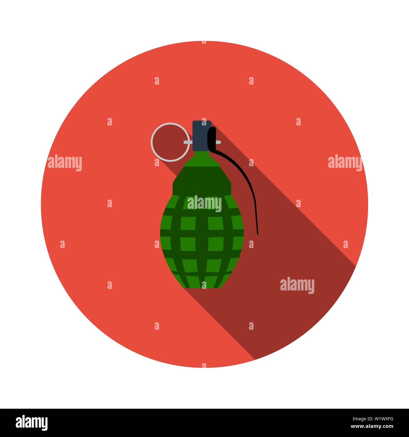 Defensive Grenade Icon. Flat Circle Stencil Design With Long Shadow. Vector Illustration. Stock Vector