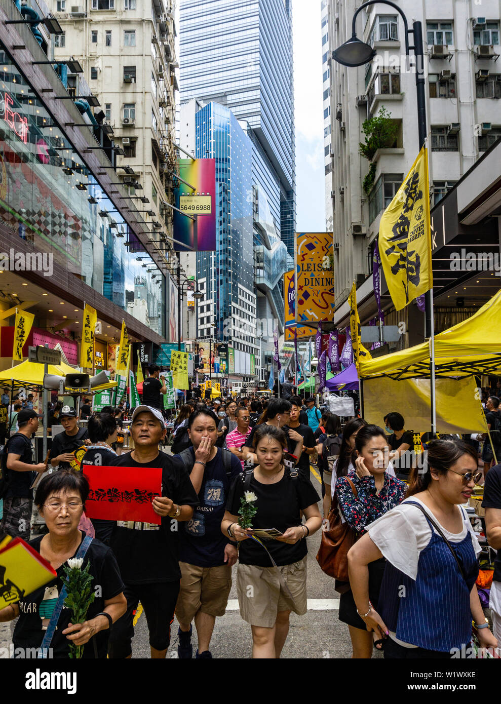 Democracy rally in Hong Kong: protest and rally ahead of anti extradition march Stock Photo