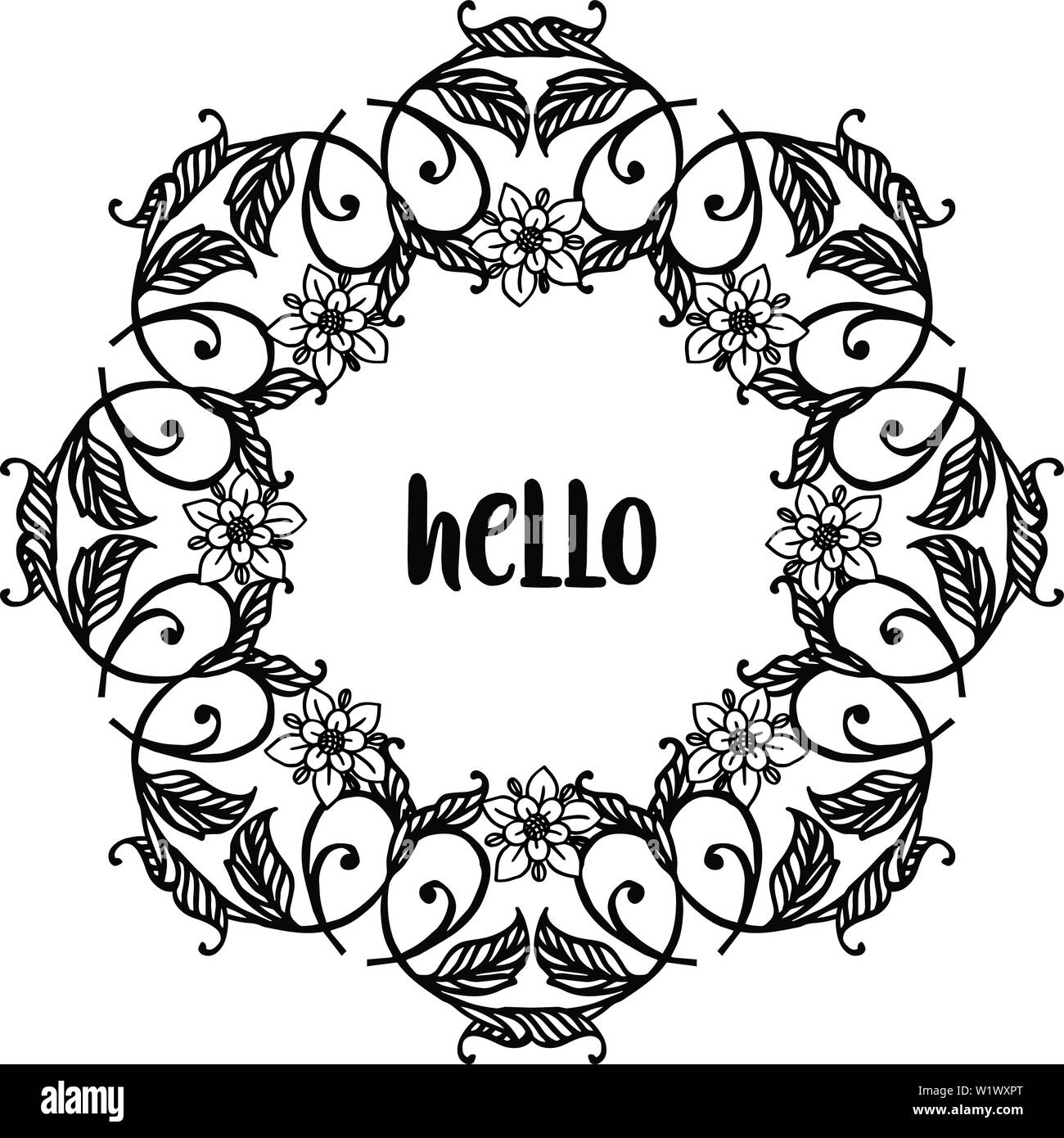 Vector Illustration Banner Of Writing Hello With Various Cute