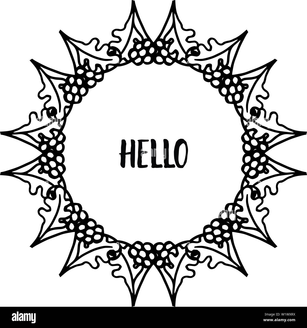 Vector Illustration Banner Of Writing Hello With Various Cute