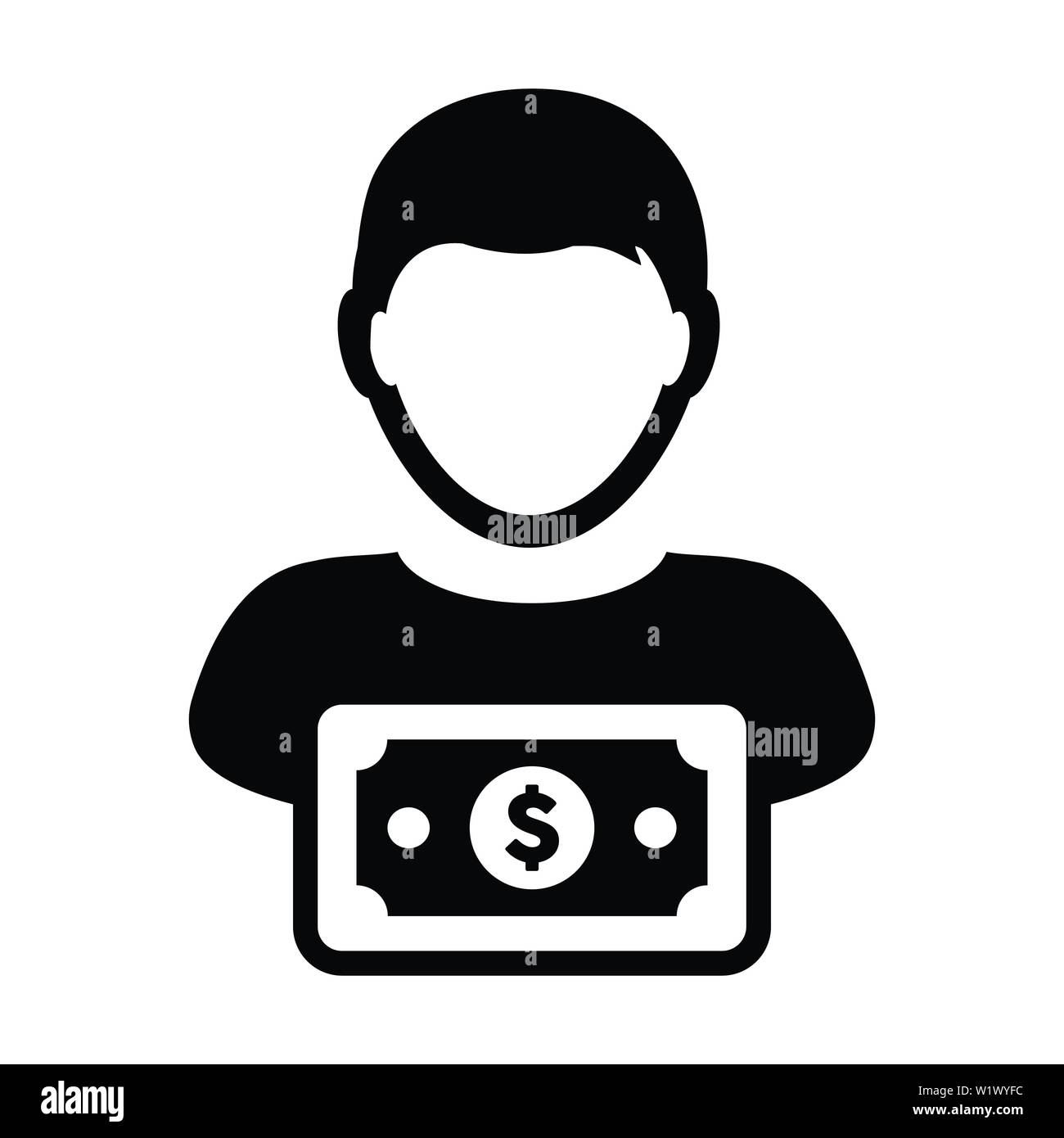 Cash icon vector male user person profile avatar with dollar sign ...