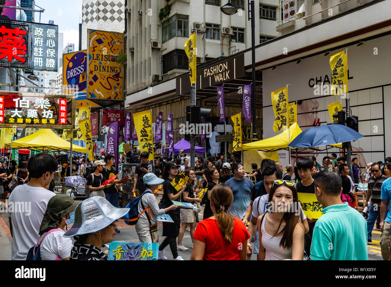 Democracy rally in Hong Kong: protest and rally ahead of anti extradition march Stock Photo