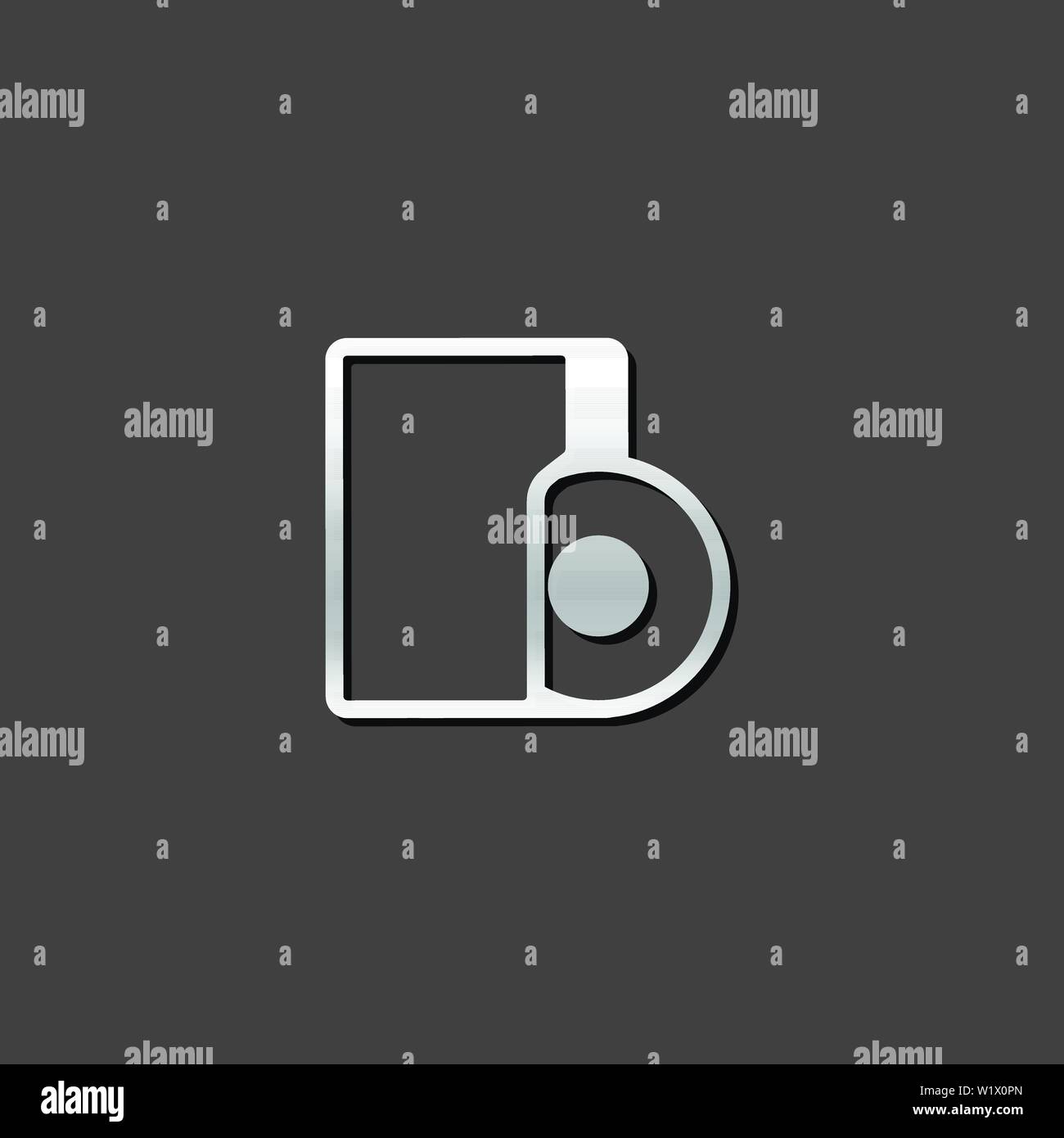 Music album icon in metallic grey color style. Music release discography Stock Vector