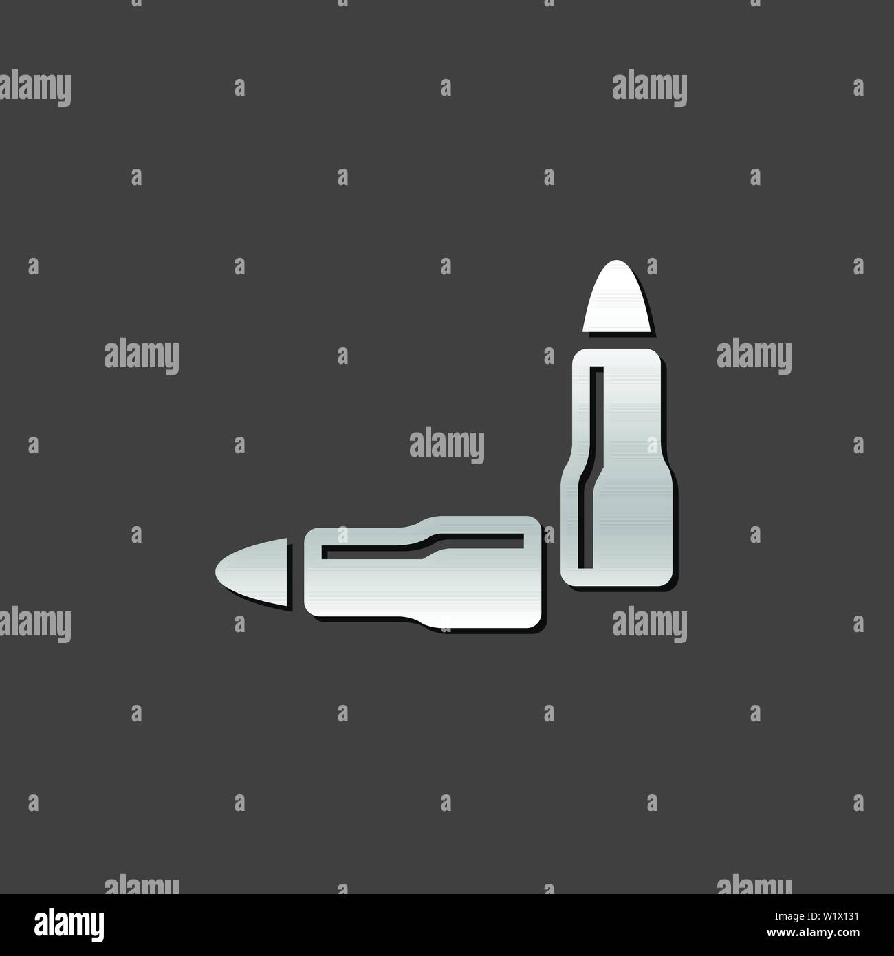 Bullets icon in metallic grey color style. Ammunition gun weapon Stock ...