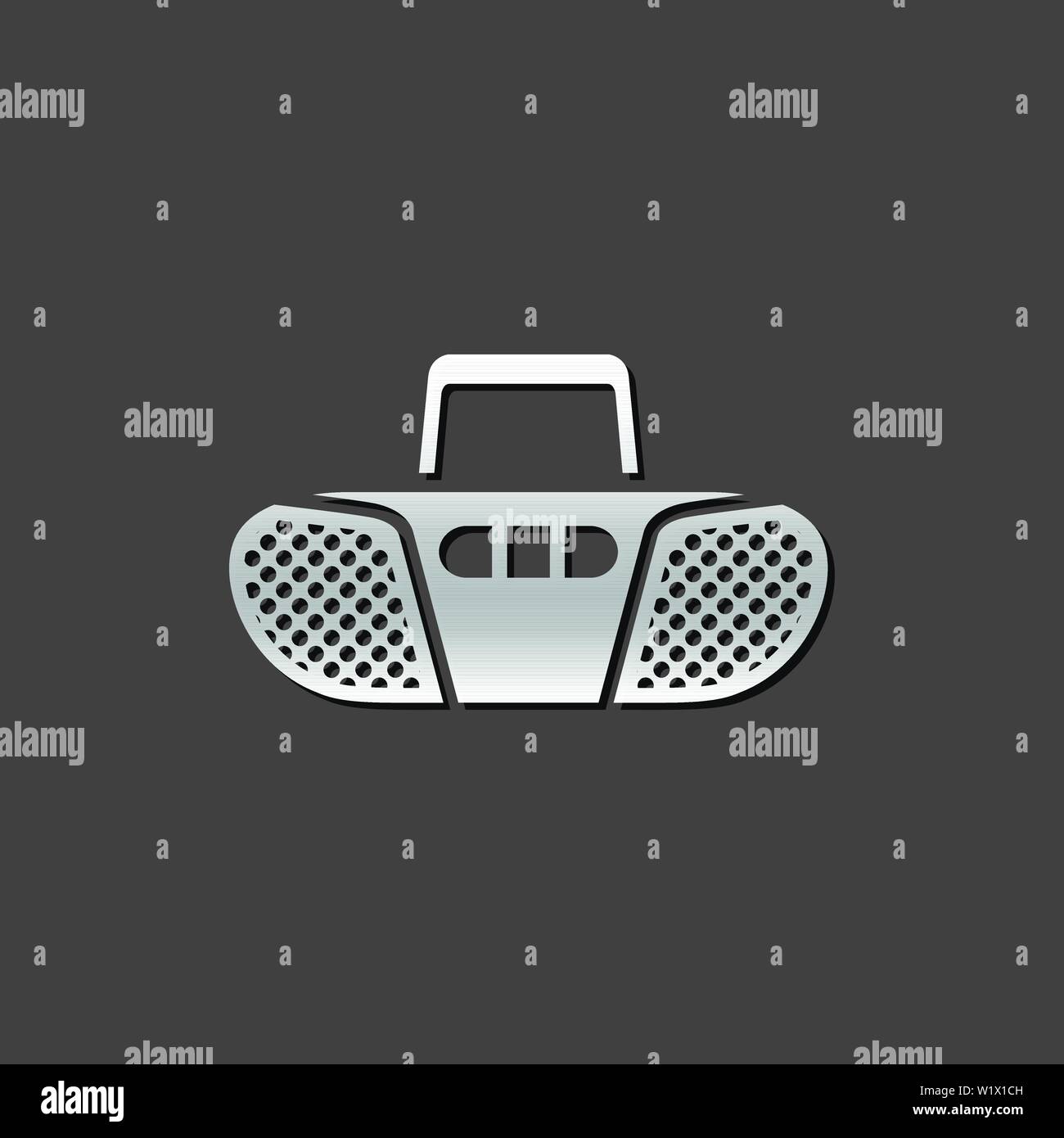 Cassette player icon in metallic grey color style. Music audio stereo ...