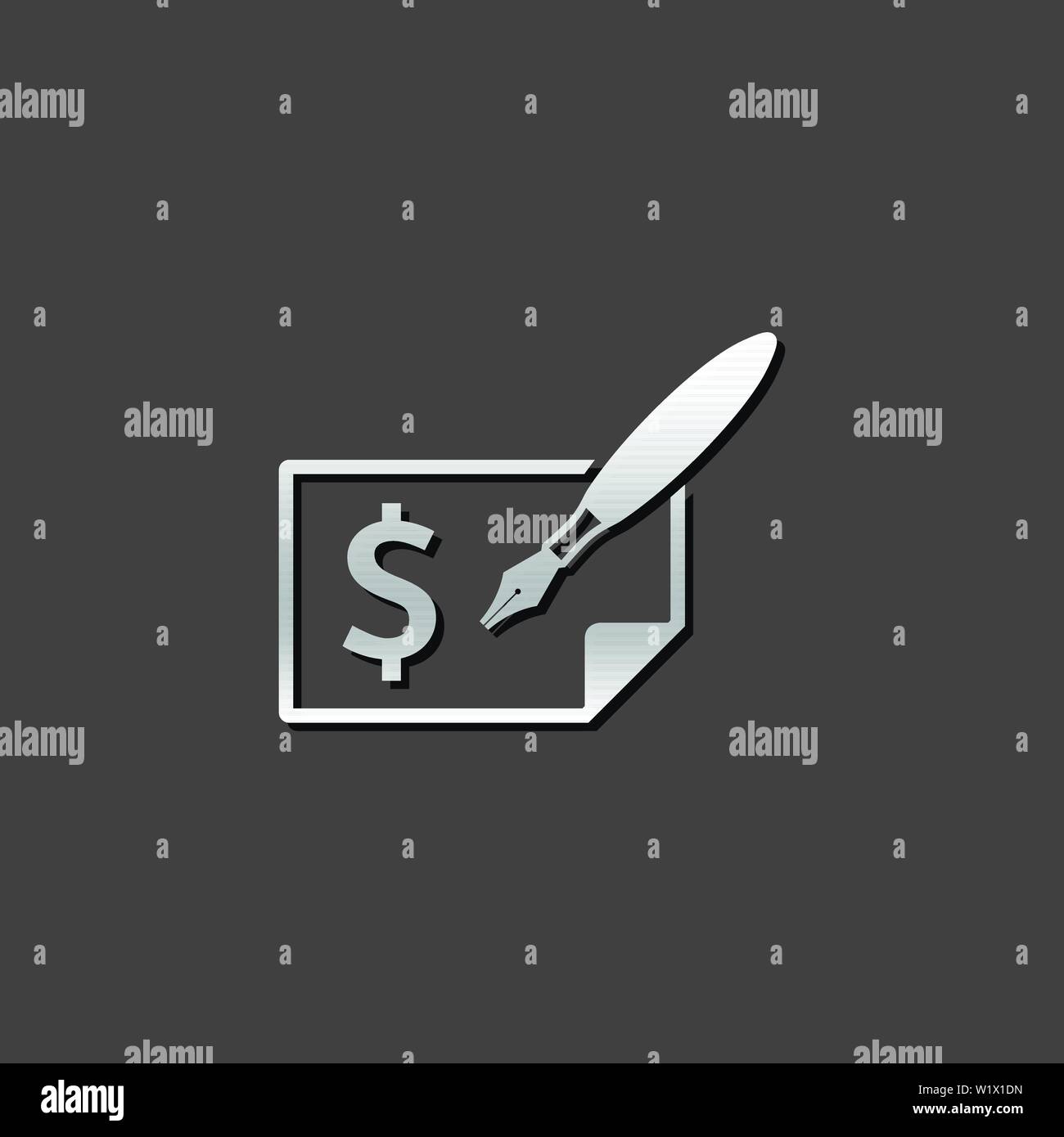 Check icon in metallic grey color style. Money banking buying Stock Vector