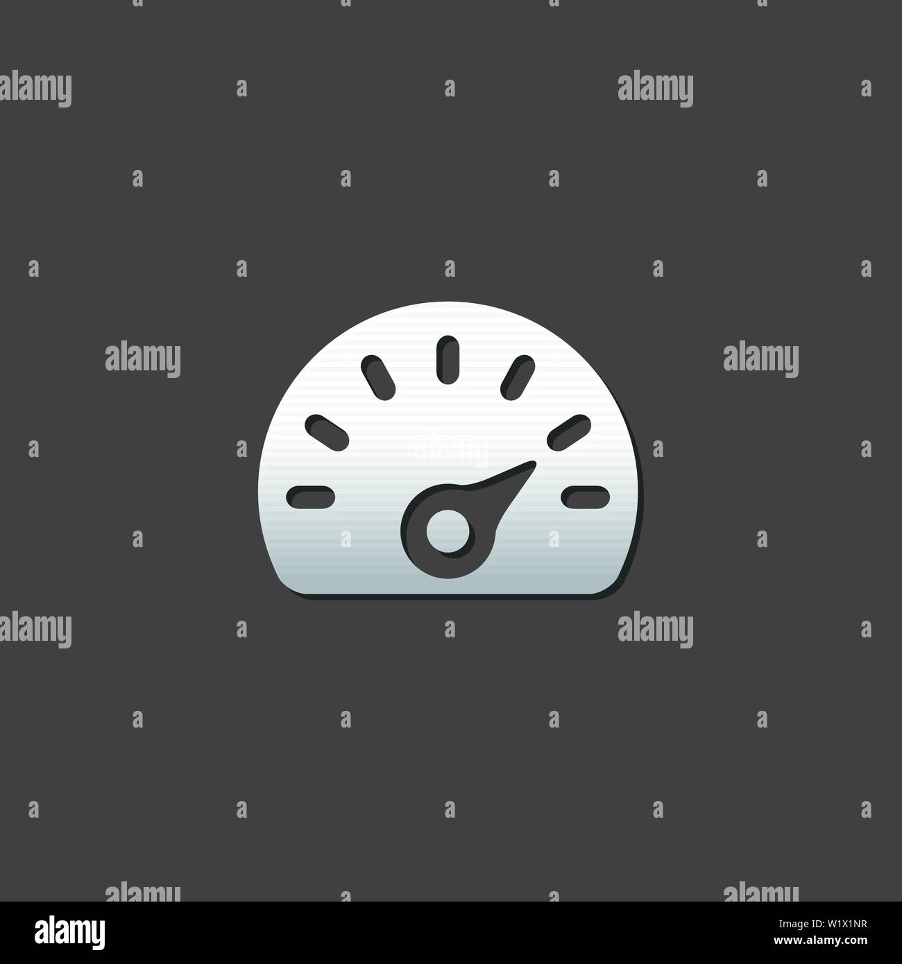 Dashboard icon in metallic grey color style. Control panel odometer
