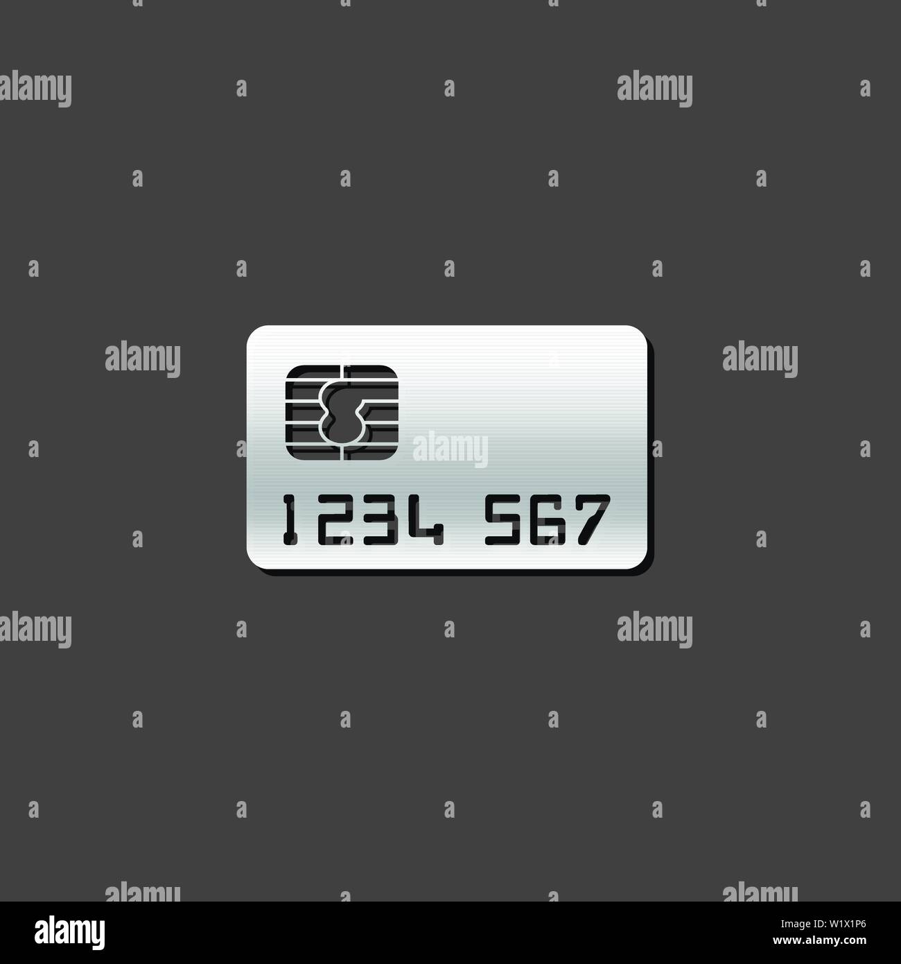 Credit card icon in metallic grey color style. Money buying shopping Stock Vector