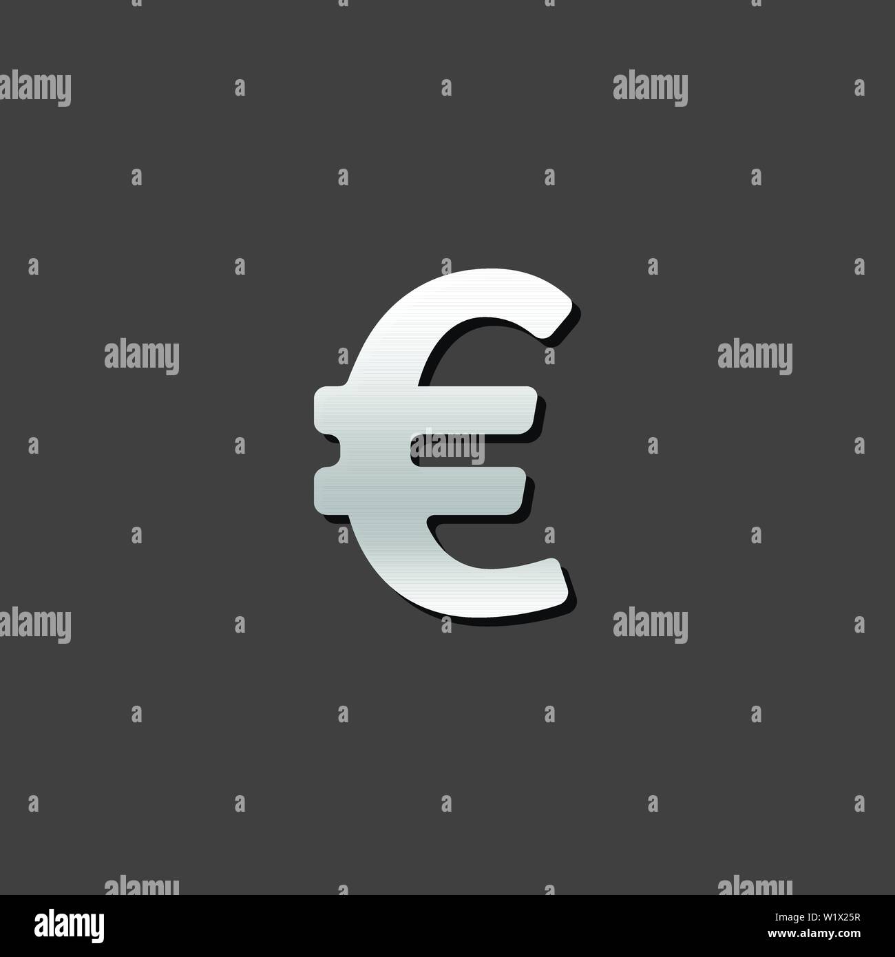 Euro currency symbol icon in metallic grey color style. Money market ...