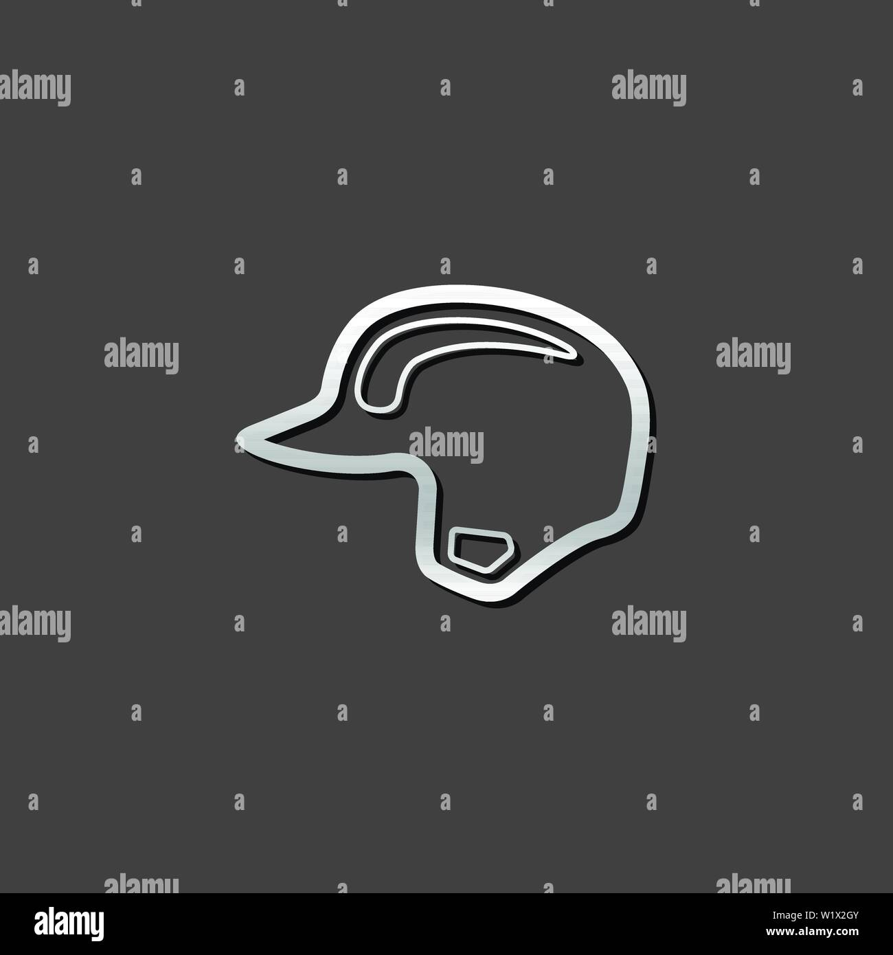 Fireman hat icon in metallic grey color style. Helmet firefighter equipment Stock Vector