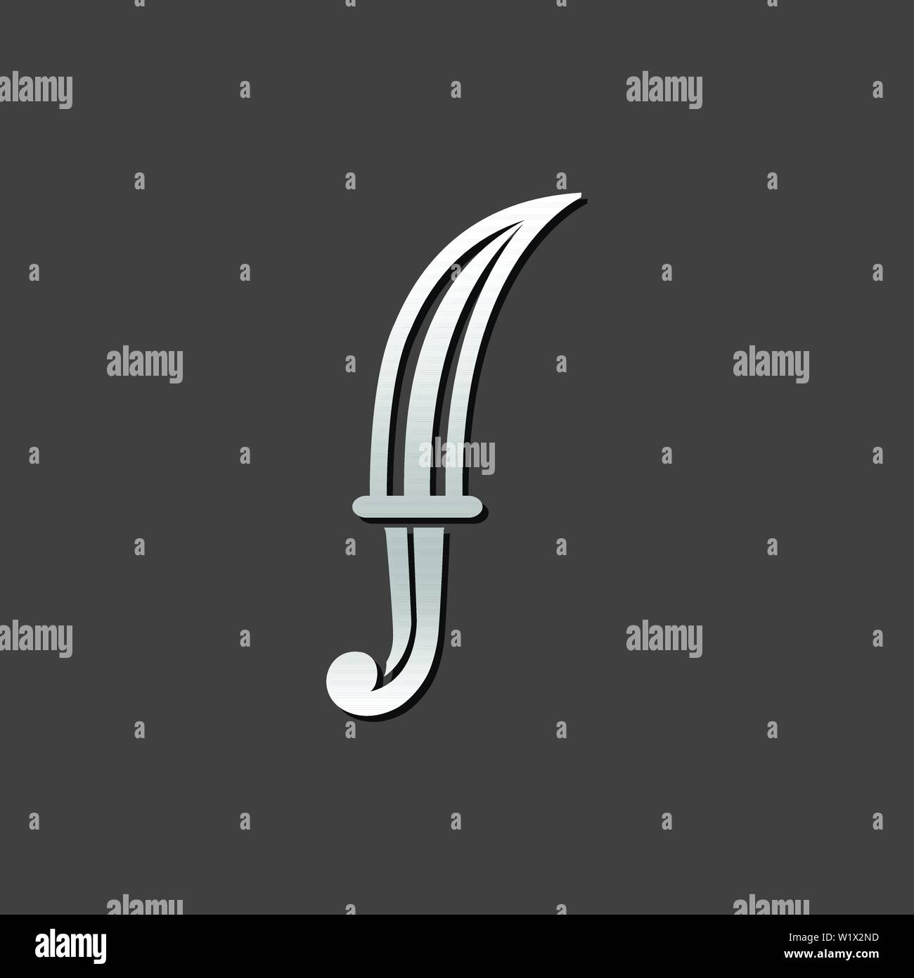 Knife icon in metallic grey color style. Weapon assault danger dagger Stock Vector