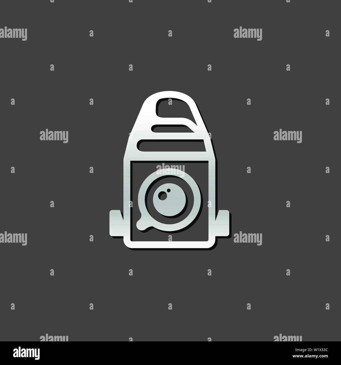 Camera icon in metallic grey color style. Vintage retro photography Stock Vector