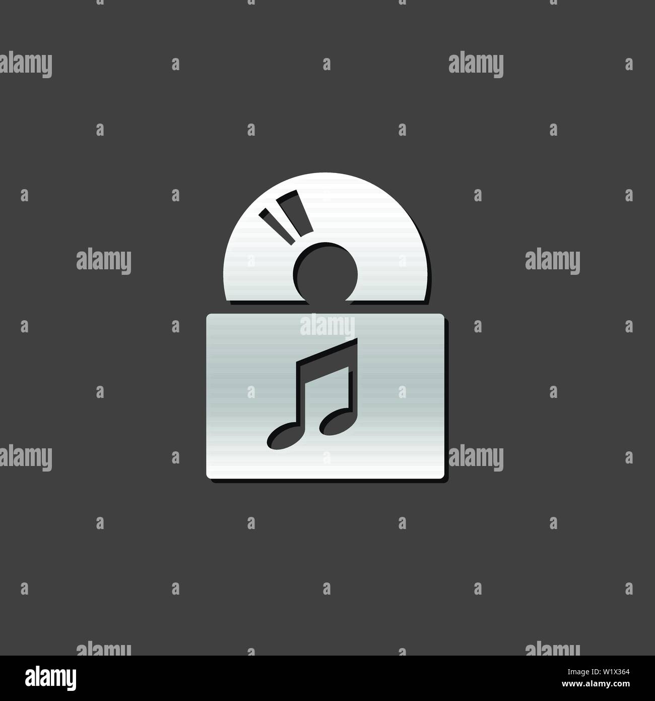 Music album icon in metallic grey color style.Music release discography Stock Vector