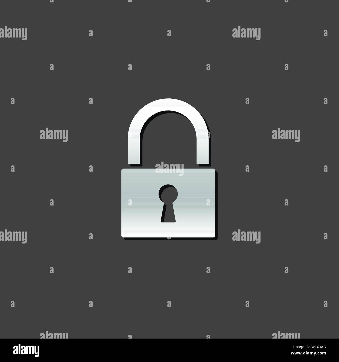 Padlock icon in metallic grey color style. Finance safety protection ...