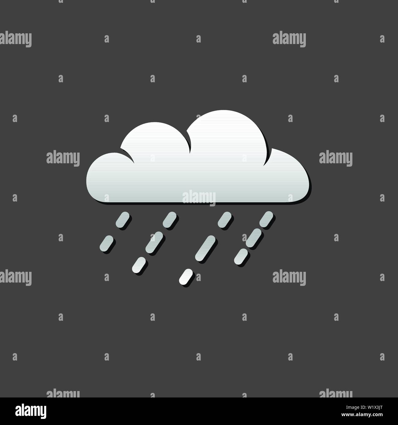 Rainy icon in metallic grey color style. Season forecast monsoon wet ...