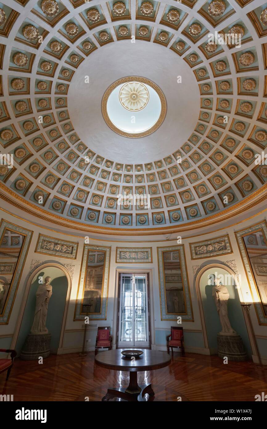 Dome hall or rotunda in the palace St. Michael and St. George, also old palace, Corfu city, island Corfu, Ionian islands, Greece Stock Photo