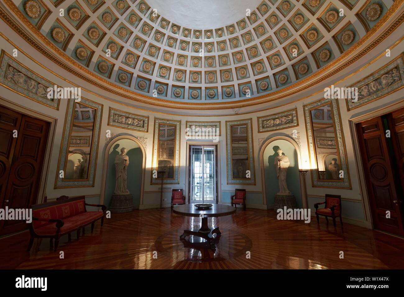 Dome hall or rotunda in the palace St. Michael and St. George, also old palace, Corfu city, island Corfu, Ionian islands, Greece Stock Photo