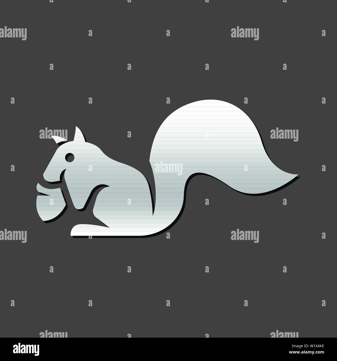Squirrel icon in metallic grey color style.Mammal animal Stock Vector