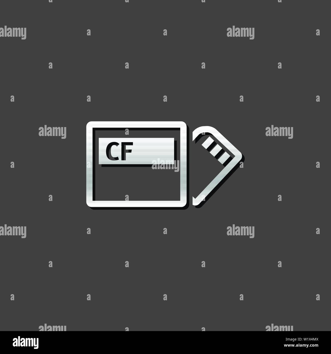 Compact flash and SD card icon in metallic grey color style. Computer photography storage Stock Vector