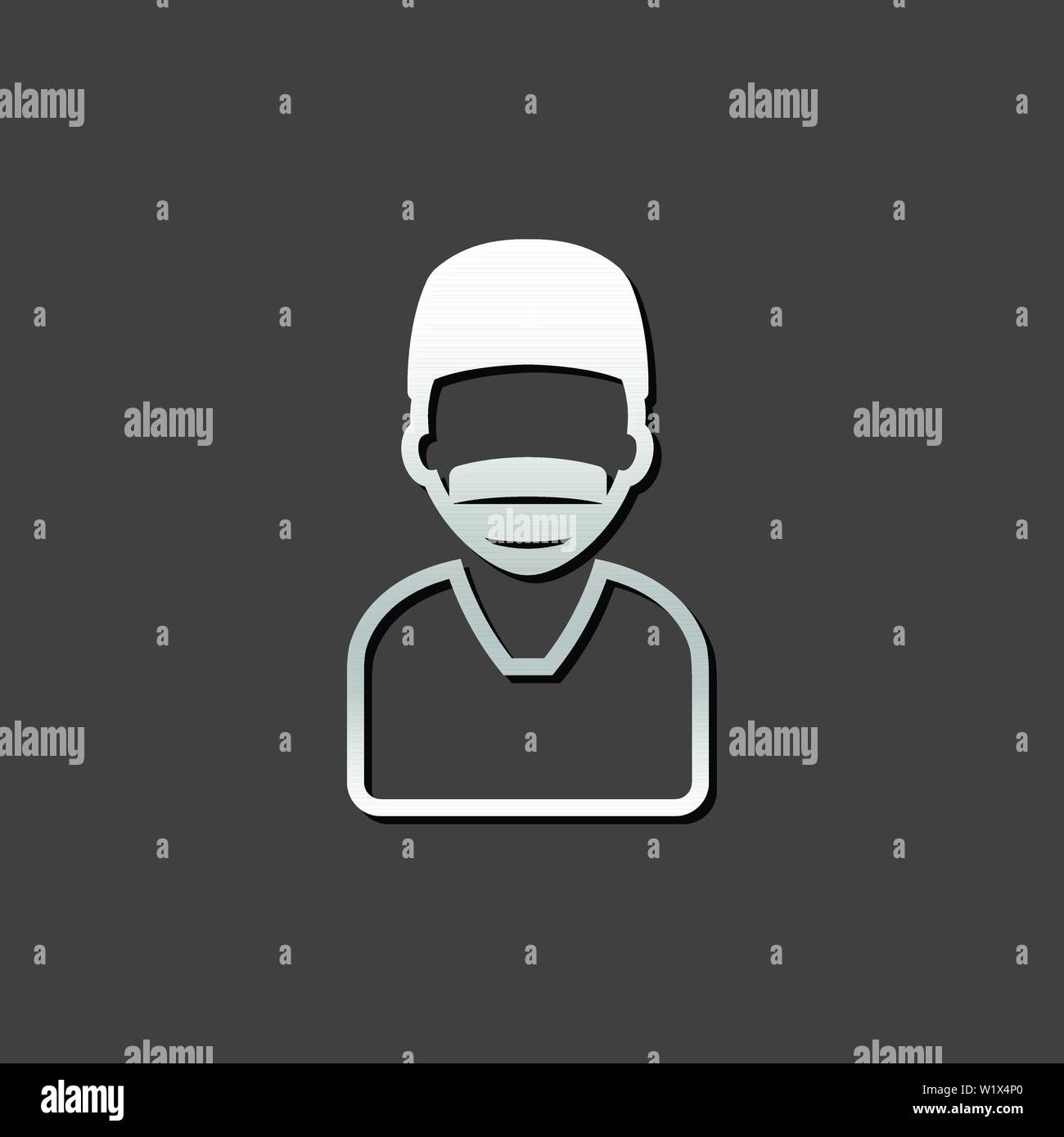 Surgeon icon in metallic grey color style.Medical surgery doctor operation Stock Vector