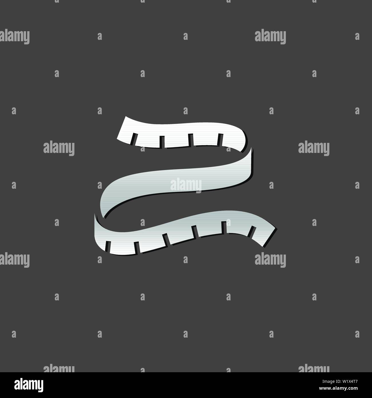 Measuring tape icon in metallic grey color style. Fashion industry tailor Stock Vector Image