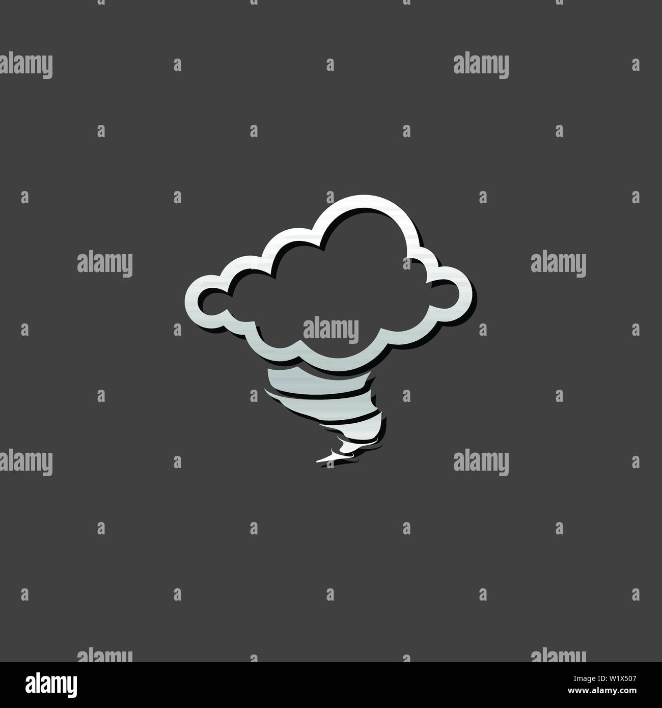 Storm icon in metallic grey color style.Disaster tornado nature Stock Vector