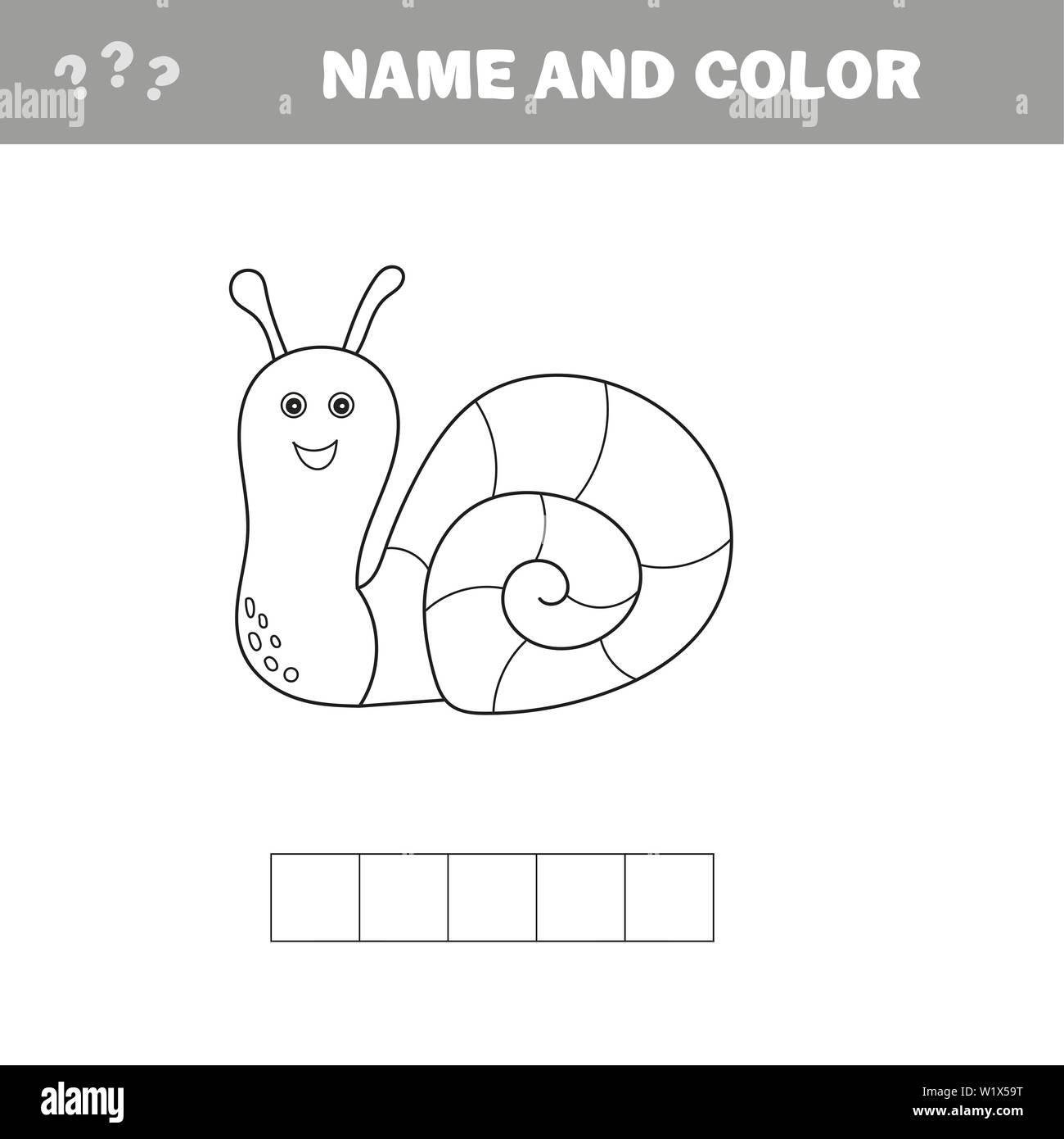 Coloring page outline of cartoon snail. Vector illustration, coloring