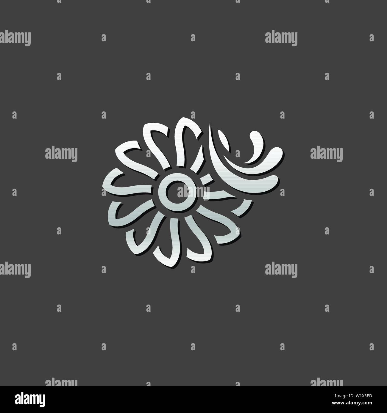Water turbine icon in metallic grey color style.Energy renewable environment Stock Vector