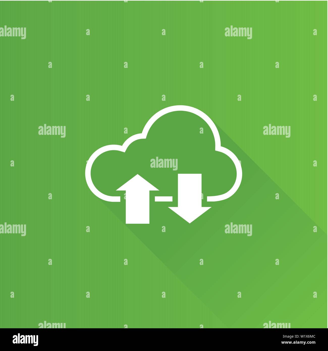 Cloud icon with arrows in Metro user interface color style.  Computing data storage Stock Vector