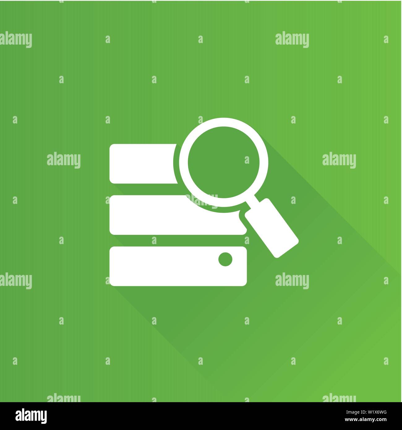 Database search icon in Metro user interface color style. hard disk server data center Stock Vector