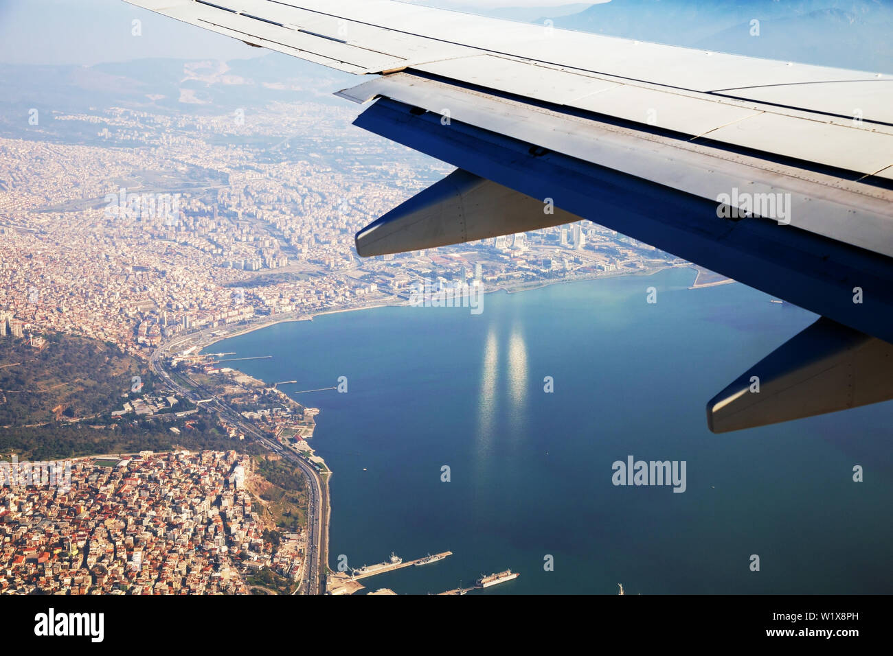 View of Izmir from the aircraft window Stock Photo