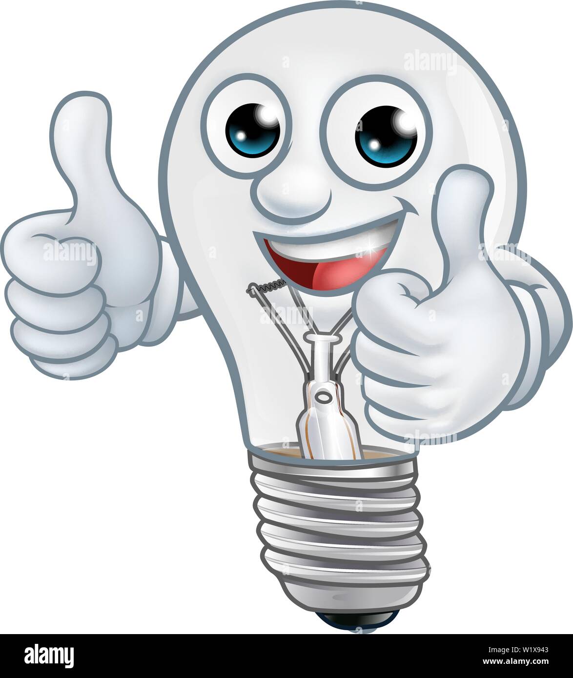 Light Bulb Cartoon Character Lightbulb Mascot Stock Vector