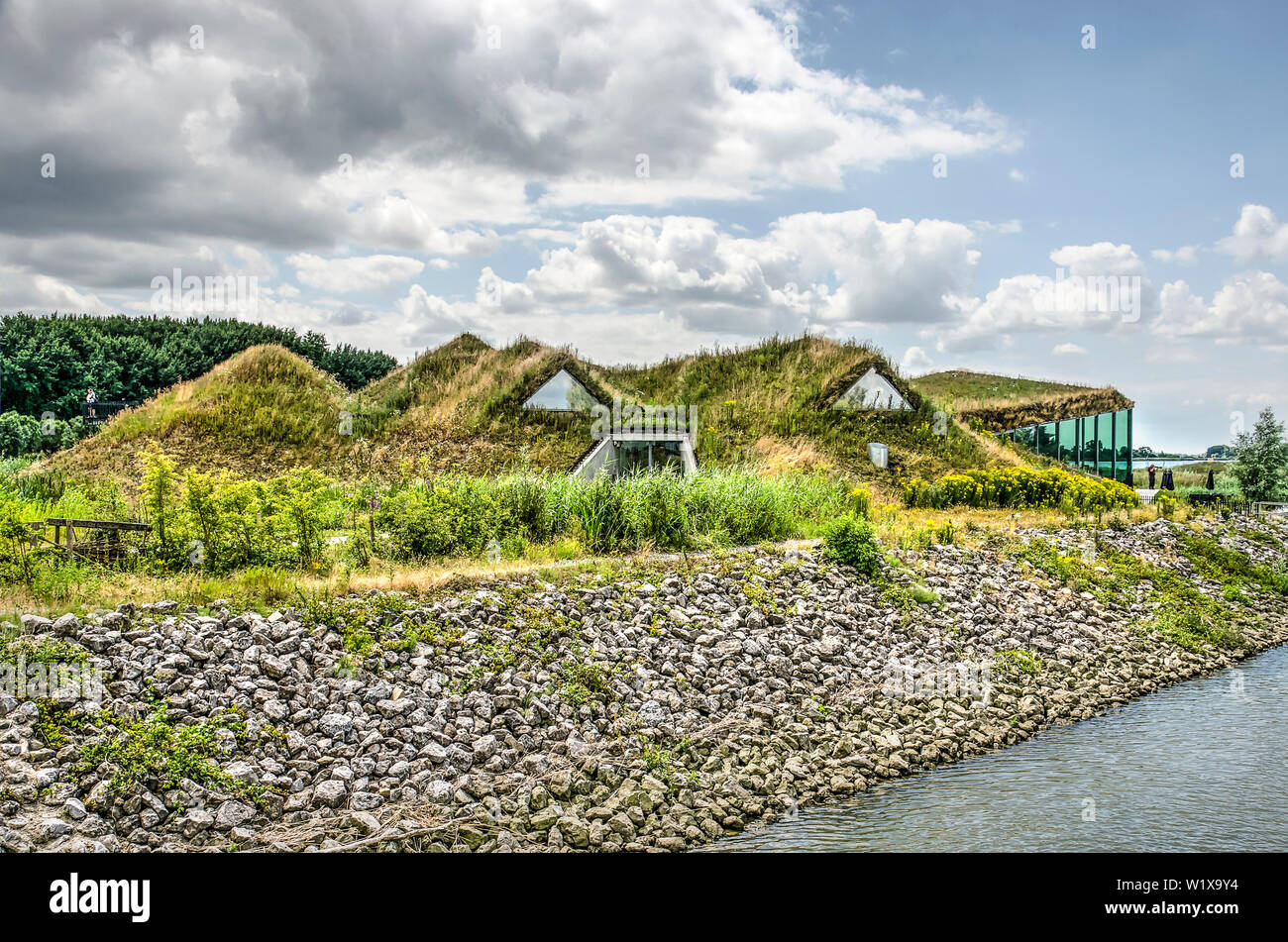 Werkendam, The Netherlands, July 3, 2019: view of the Biesbosch museum on its island in the national park Stock Photo