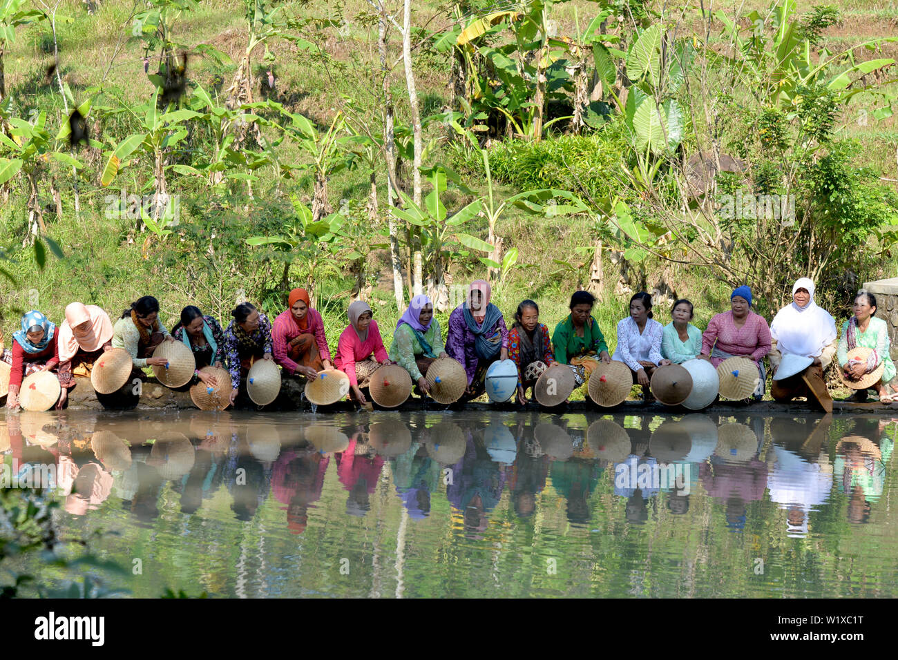 the farmers perform rituals to wash agricultural equipment to start the ...