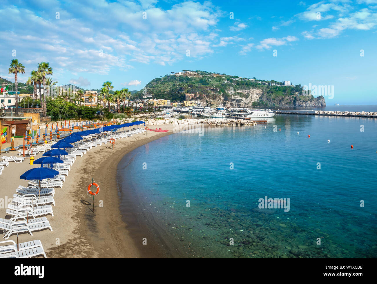 Landscape with beach of Lacco Ameno, coast of Ischia island, Italy Stock  Photo - Alamy