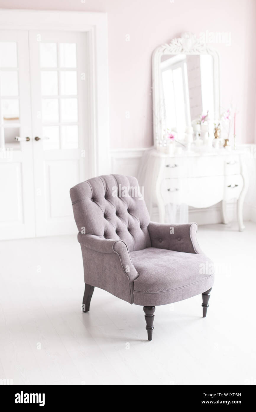 Vintage living room old decor furniture wooden armchair hi-res stock ...