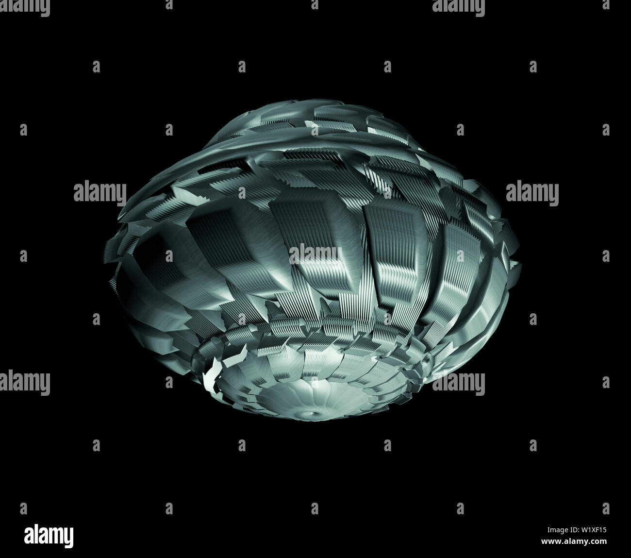Futuristic Spaceship Isolated On Black Background Alien