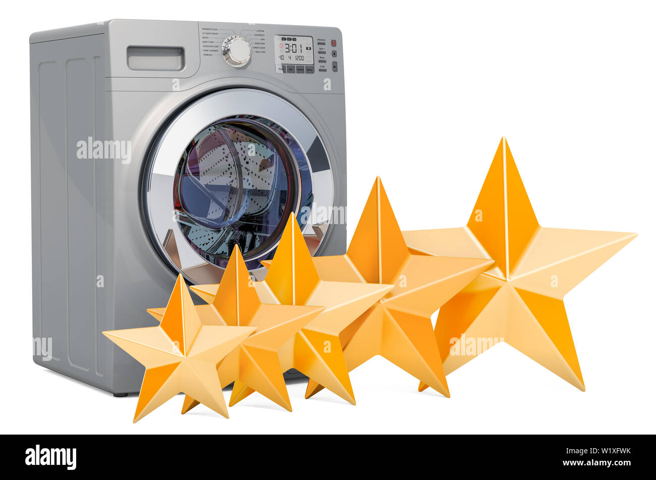 Customer rating of washing machine, concept. 3D rendering isolated on ...