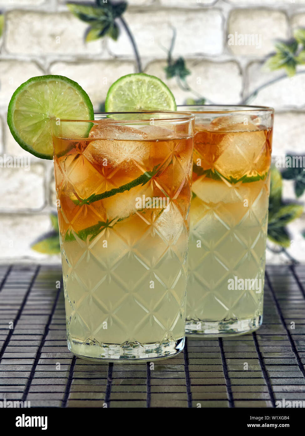 Dark'n Stormy Cocktails made with dark rum and ginger beer, decorated