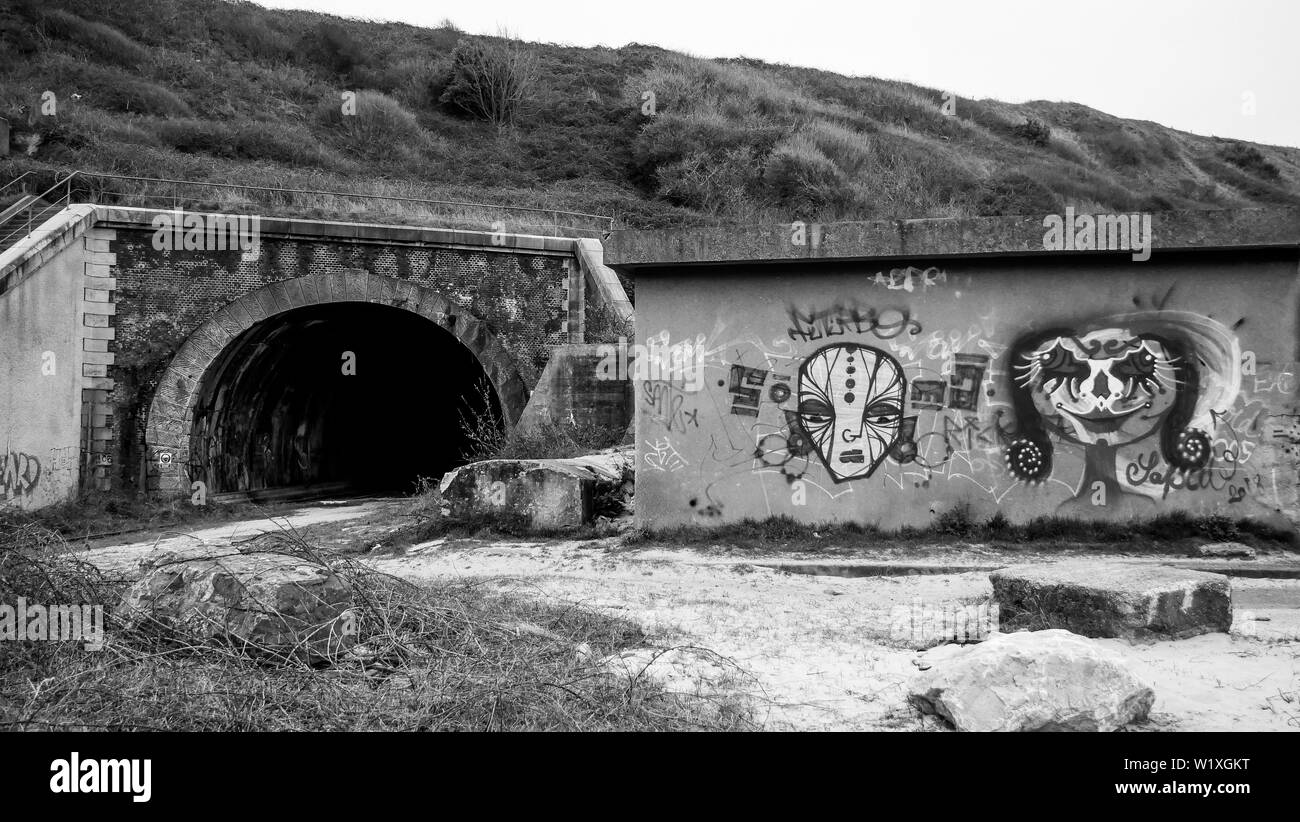 Abandonned tunnel, Hoverport site, Boulogne sur Mer, Pas-de-Calais, Hauts de France, France Stock Photo
