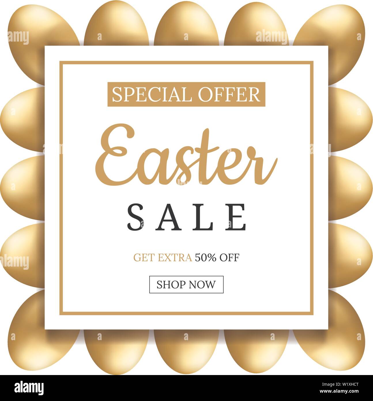Easter Sale Banner With Golden Eggs Square Frame Of Eggs Voucher Wallpaper Flyers Invitation Posters Brochure Coupon Discount Greeting Card Ve Stock Vector Image Art Alamy