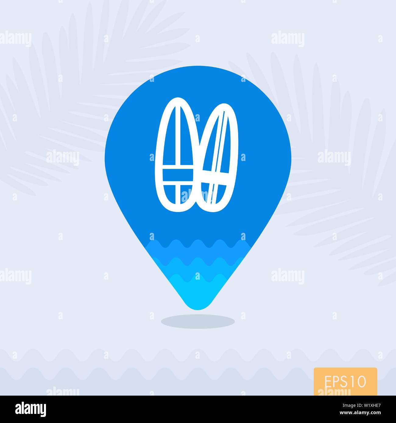Surfboard vector pin map icon. Beach Map pointer. Summer Map markers ...