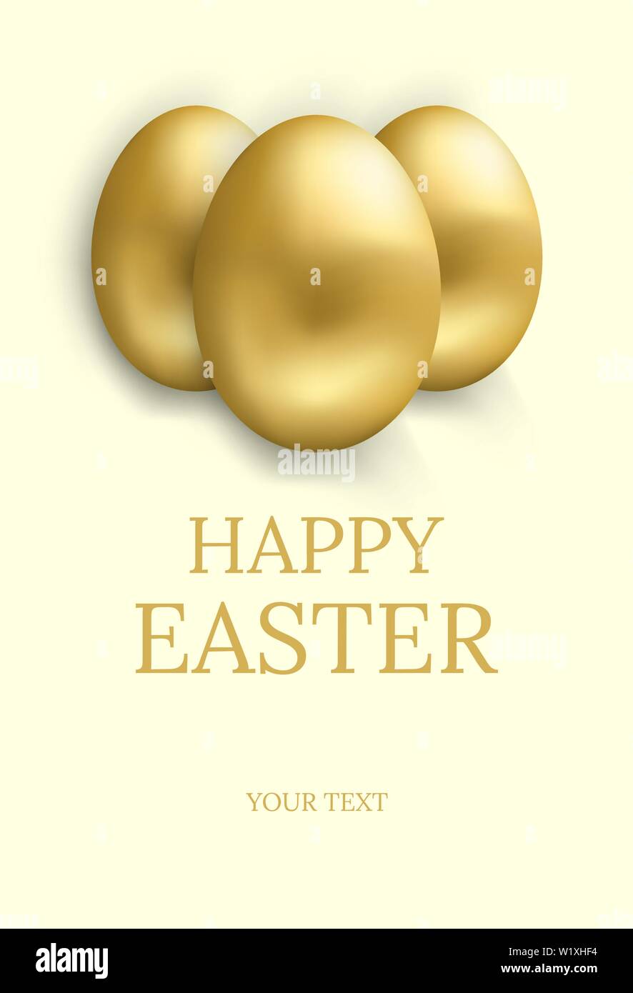 Easter card. Happy easter greetings card with golden eggs and space for ...