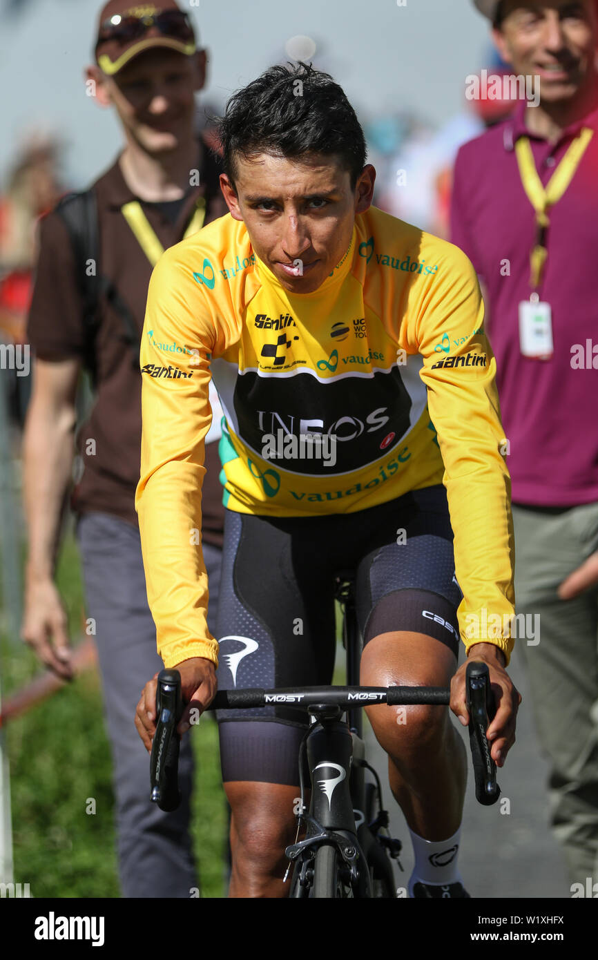 Egan Bernal  stage 9 in Goms - Tour de Suisse 2019 Stock Photo