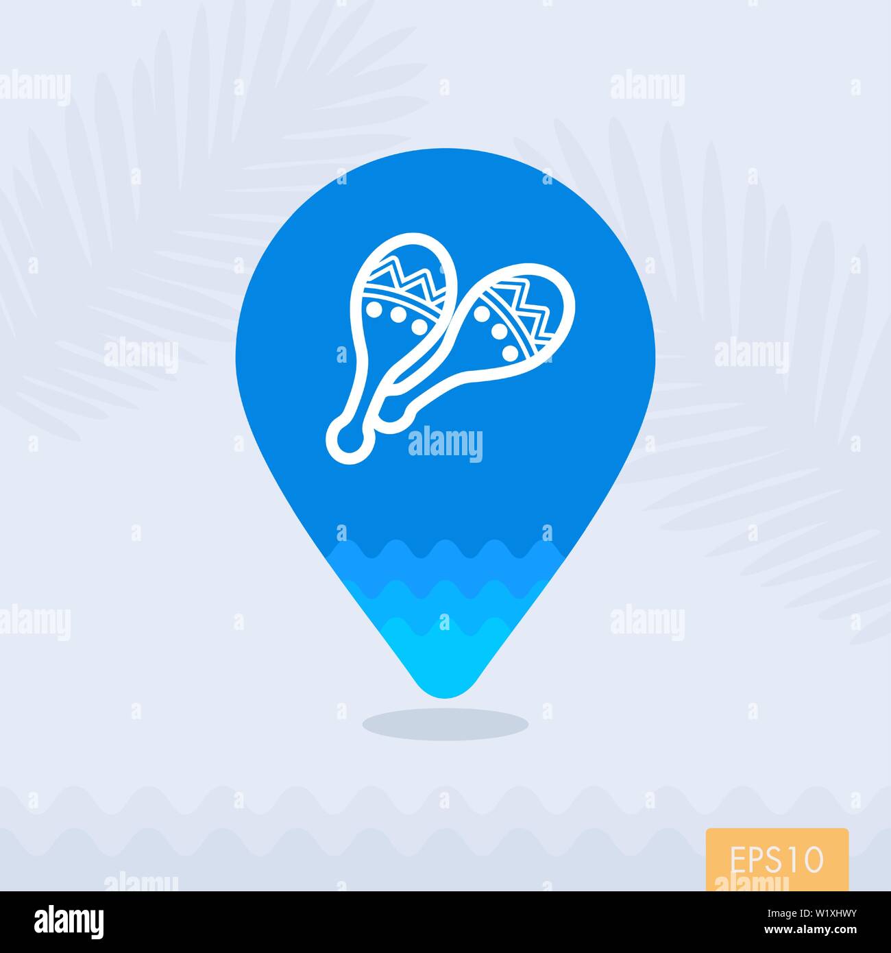 Maracas vector pin map icon. Beach Map pointer. Summer Map markers