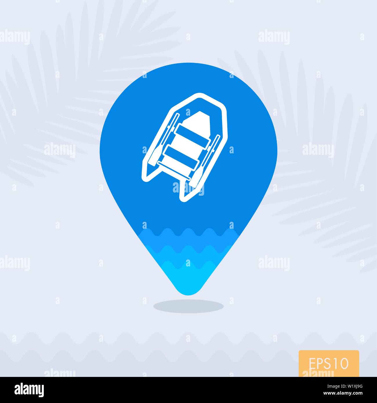 Inflatable boat vector pin map icon. Beach Map pointer. Summer Map ...