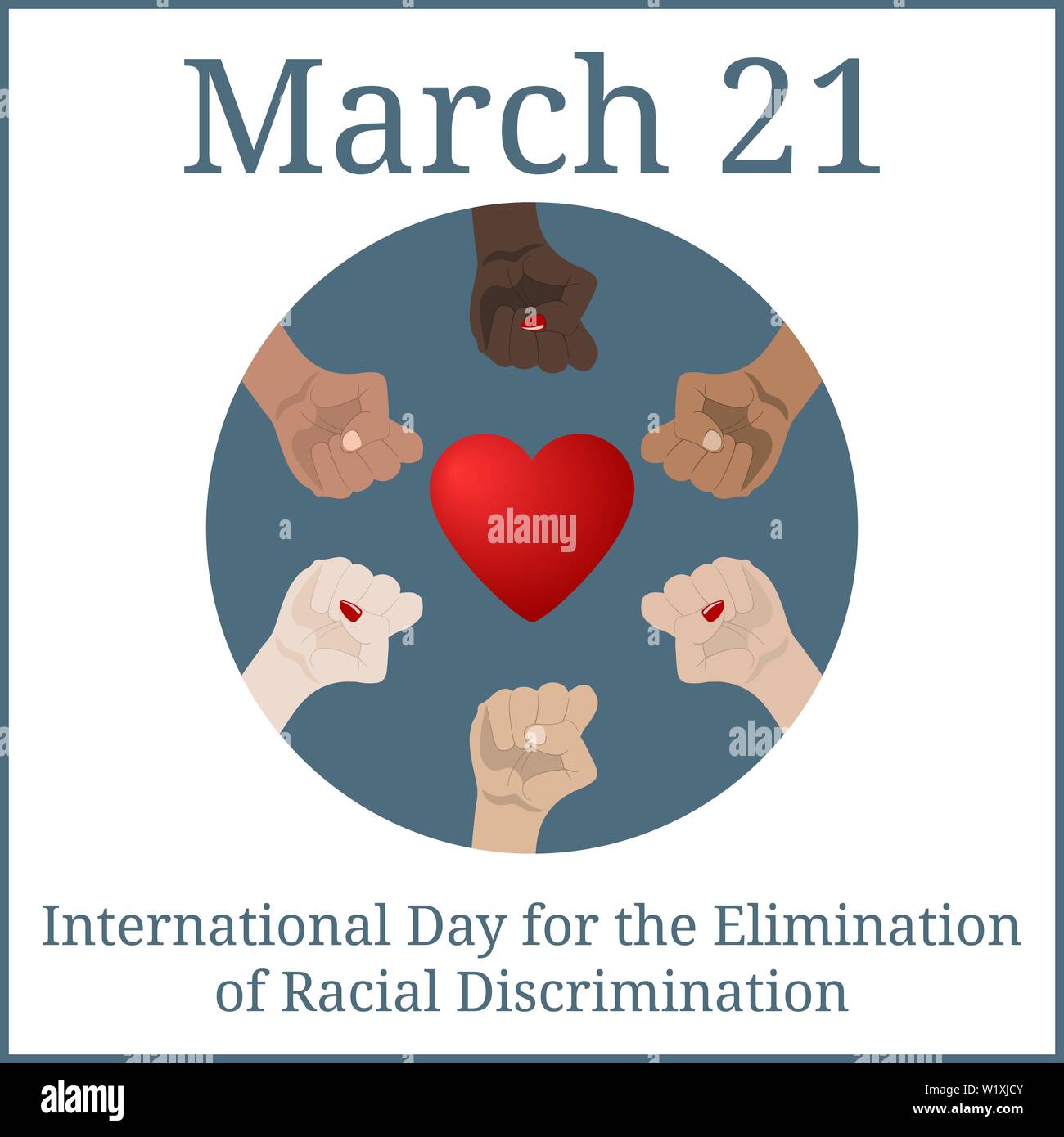 International Day For The Elimination Of Racial Discrimination March 21 March Holiday Calendar People S Hands With Different Skin Color Together R Stock Vector Image Art Alamy International Day For The Elimination Of Racial Discrimination March 21 March Holiday Calendar People S Hands With Different Skin Color Together R Stock Vector Image Art Alamy